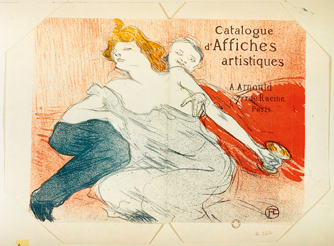 Henri de Toulouse-Lautrec, Débauche, copertina del Catalogue d'affiches artistiques, A. Arnould, 1896, litografia. Chaumont, Le Signe, Centre national du graphisme © Fond Dutailly, Collection de la Ville de Chaumont - Le Signe, Centre national du graphisme