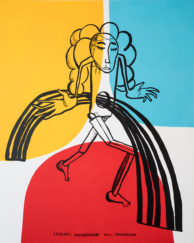 Gabriele Picco - Lasciarsi attraversare dall'arcobaleno, 2017, Acrilico su tela. cm 100 x 80. Courtesy l’artista