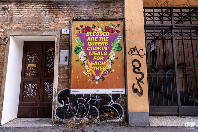 Johanna Toruño (The Unapologetic Street Series), CHEAP - Bacheche via San Giacomo, Bologna. Photo credit: Margherita Caprilli