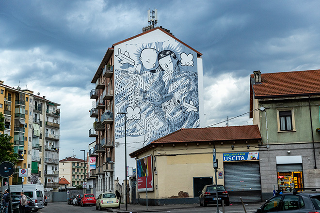 Millo - Murale a Torino, Piazza Bottesini 6. Photo credit: Mauro Ujetto