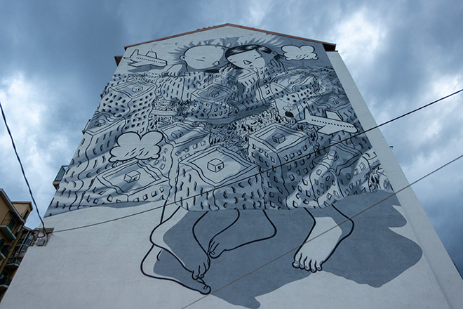 Millo - Murale a Torino, Piazza Bottesini 6. Photo credit: Mauro Ujetto