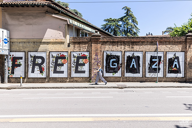 “FREE GAZA” – Bologna, CHEAP e la bellezza di un anonimo “ipergesto” estemporaneo