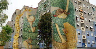 Il murale di Blu a Rebibbia (Roma) sul genocidio in Palestina