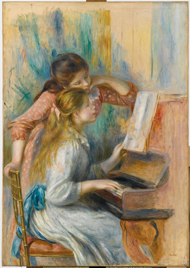 Auguste Renoir - Jeunes filles au piano. Date: vers 1892, Huile sur toile, 116 x 81, 144 x 111, Musée de l’Orangerie, Paris. © Grand Palais RMN (Musée de l’Orangerie) / Franck Raux