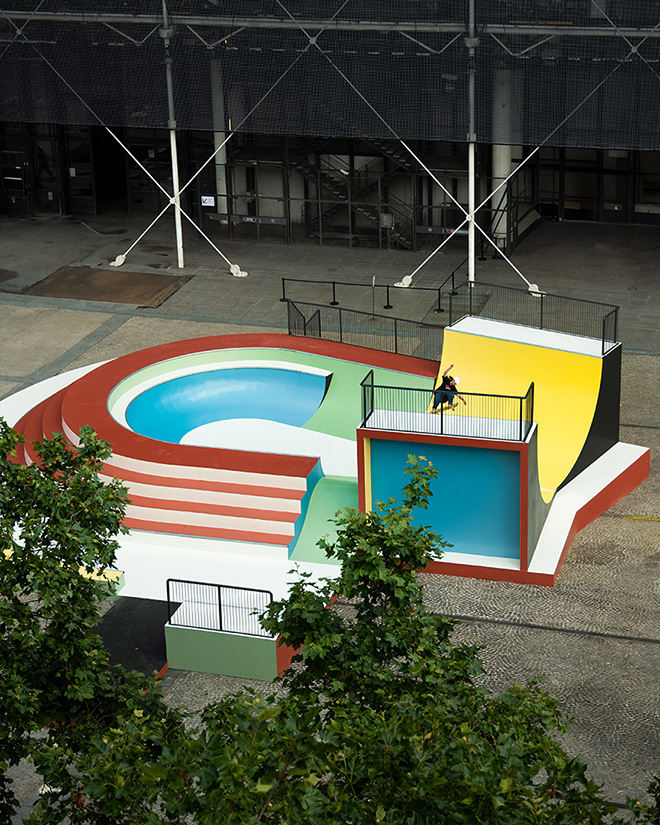 Raphaël Zarka - Cycloïd Piazza, Centre Pompidou, Paris, 2024. Photo credit: Fred Mortagne