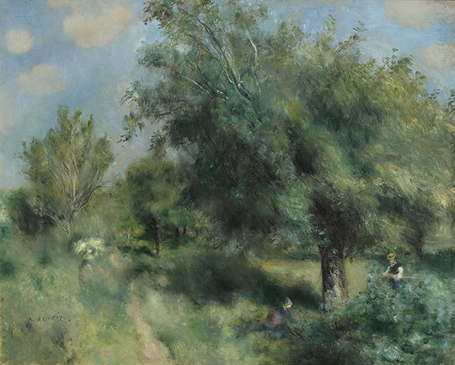 Auguste Renoir - Le Poirier d'Angleterre ou Le Verger à Louveciennes. Date: vers 1873.  Huile sur toile, 66,5 x 81,5. 88,5 x 105 x 11. Musée d'Orsay, Dation, 2012, © Musée d’Orsay, Dist. RMN- Grand Palais / Patrice Schmidt