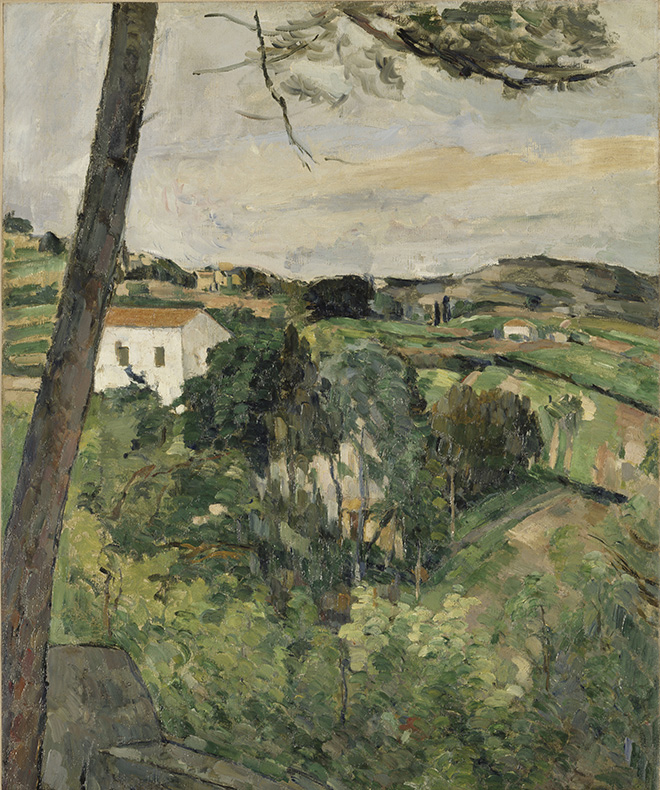 Paul Cézanne - Paysage au toit rouge ou Le Pin à l'Estaque. Date: entre 1875 et 1876. Huile sur toile. 73 x 60. 99,5 x 86,4 x 13,5. Musée de l'Orangerie, Paris. © RMN-Grand Palais (Musée de l'Orangerie) / Hervé Lewandowski