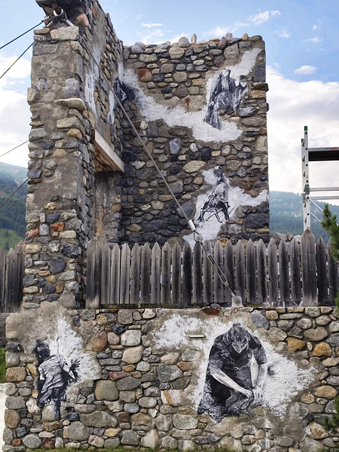 Alice Martinelli - La memoria che affiora, murale a Livigno. Photo credit: Urban Colors