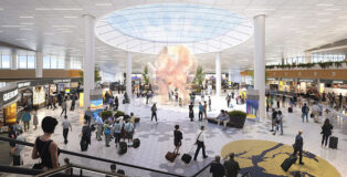 This rendering shows the new Terminal 6's east hall. Credit: JFK Millennium Partners