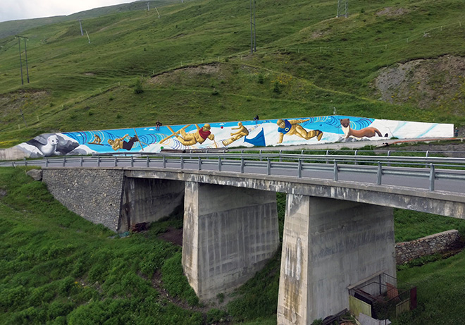 Luca Rancy - Murale a Trepalle, Livigno Olimpiadi 2026, Livigno Alp Colors. Photo credit: Urban Colors