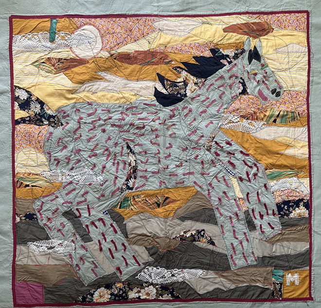 Iryna Maksymova - Pegasus, 2024, textile, 145x140 cm.