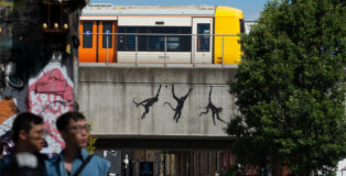 Banksy - "Three Monkeys" (detail), Brick Lane, London