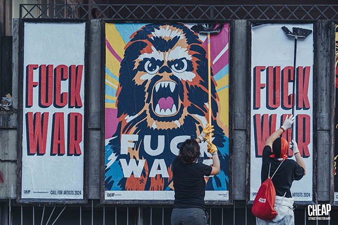 CHEAP - F*CK WAR, Call For Artists 2024, Poster, Bologna. Photo credit: Giulia Rosco