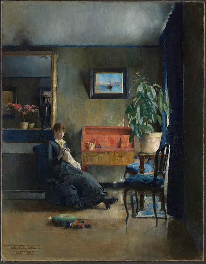 Harriet Backer (1845-1932). Intérieur bleu [Blått interiør],1883. Huile sur toile, 84 x 66 cm. Oslo, National museum. © National Museum / Børre Høstland