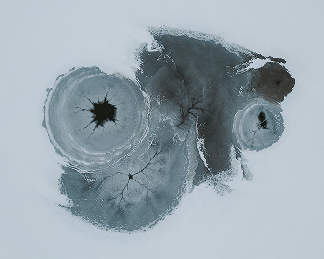 © Jakub Wencek / Courtesy All About Photo - Image: The black hole. Series: Frozen ponds in the Barycz Valley. 3rd place winner, AAP Magazine 42 Shapes