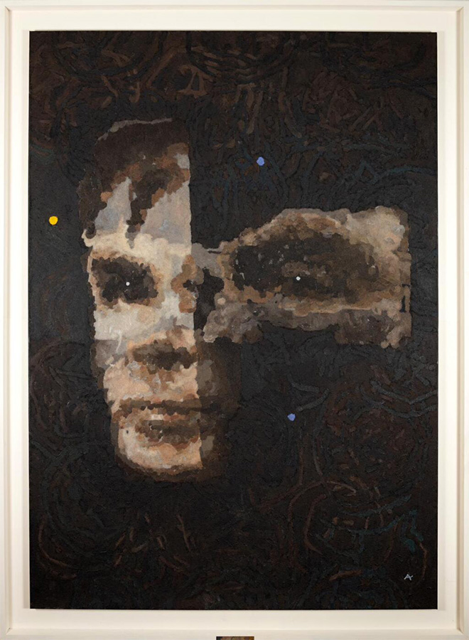 Ai-Da Robot (Aidan Meller), A.I. God. Portrait of Alan Turing, 2024. Courtesy of Sotheby’s