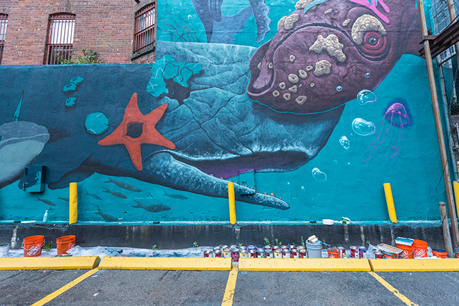 Dulk - Ocean Ecosystem Mural (work in progress), Hudson Yards, New York. Photo credit: @dr_derek for @StreetArtMankind