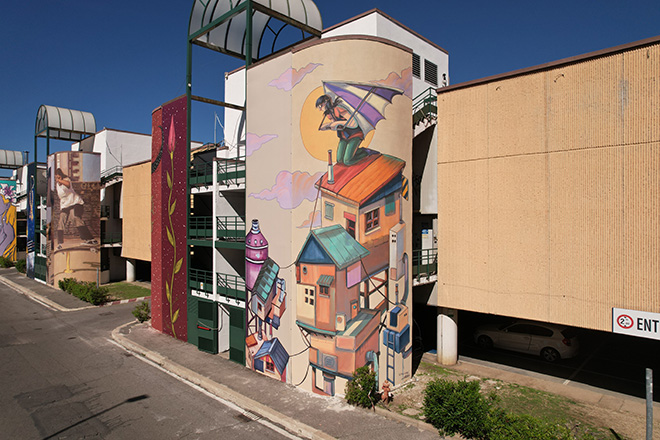 Street Art Festival. I Granai, installation view, Centro Commerciale I Granai, Roma. Photo credit: Iacopo Munno