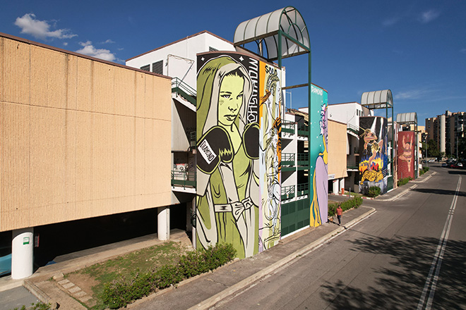 Street Art Festival. I Granai, installation view, Centro Commerciale I Granai, Roma. Photo credit: Iacopo Munno