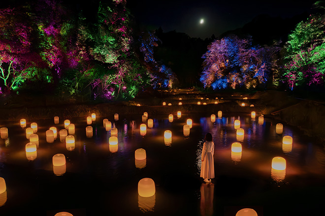 teamLab – Hidden Traces of Rice Terraces Hot Spring