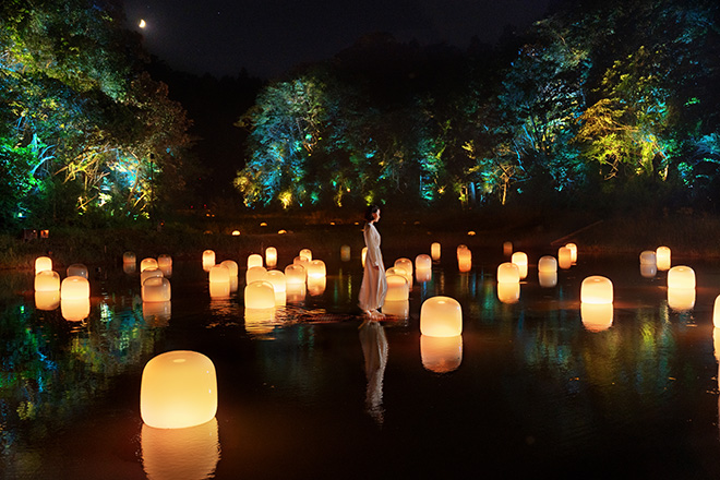 teamLab, Water Mirror Path through the Hidden Rice Terraces, 2024, Interactive Digital Installation © teamLab, courtesy Pace Gallery