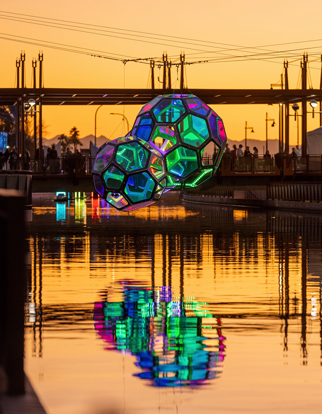 The Urban Conga - Molecules, Arizona Canal, Scottsdale, Arizona (USA). Molecules during sunset at the Canal Convergence event in Scottsdale, Arizona. Photo credit: Andrew Pielage