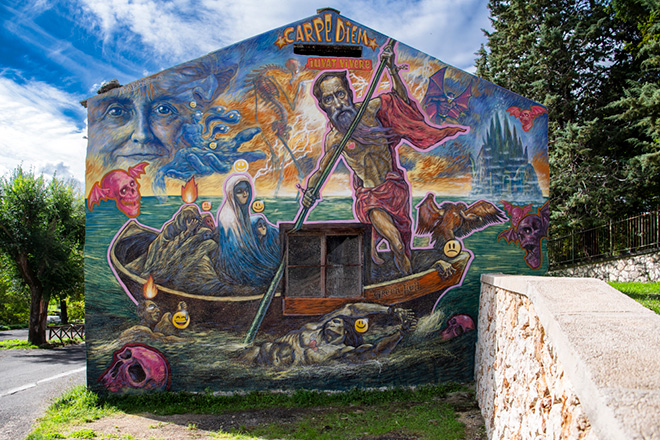 Toni Espinar - Carpe Diem, Iuvat Vivere, Via Monte Gennaro, Monteflavio. Radici Street Art Festival