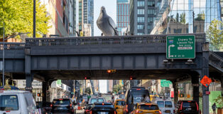 Iván Argote, Dinosaur, 2024. A High Line Plinth commission. On view October 2024 - Spring 2026. Photo by Timothy Schenck. Courtesy of the High Line