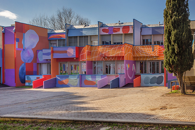 Nulo - Che festa andare a scuola! Murales alla scuola Sauro-Papini al Galluzzo a Firenze. Intervento curato da Street Levels Gallery. Photo Credit: ©Leonardo Chiarabini