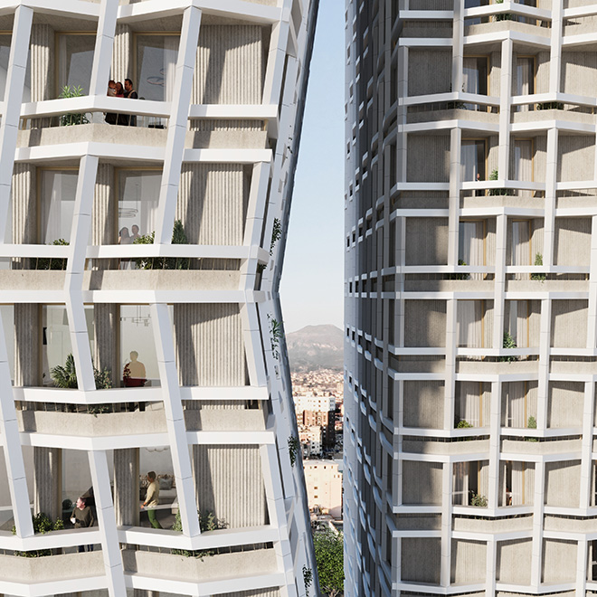 OODA -  Bond Tower, Tirana. Facade Detail. Photo credit: OODA