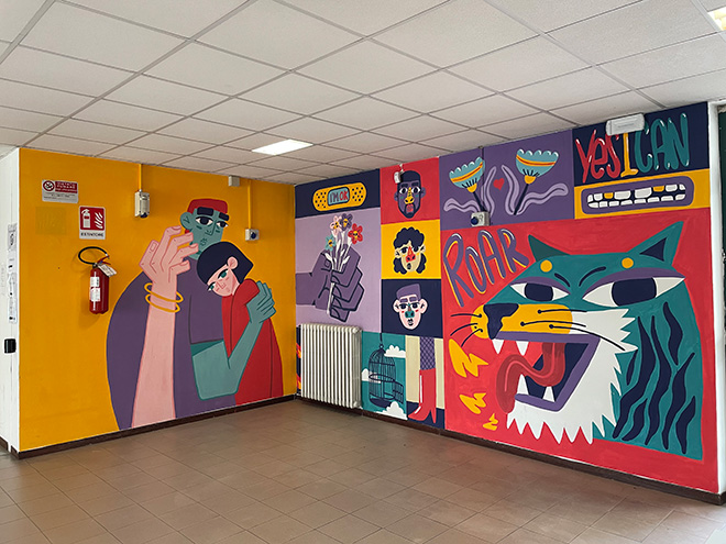 YeleTres + Miss K – #nonsolo25X: murales a scuola contro la violenza sulle donne